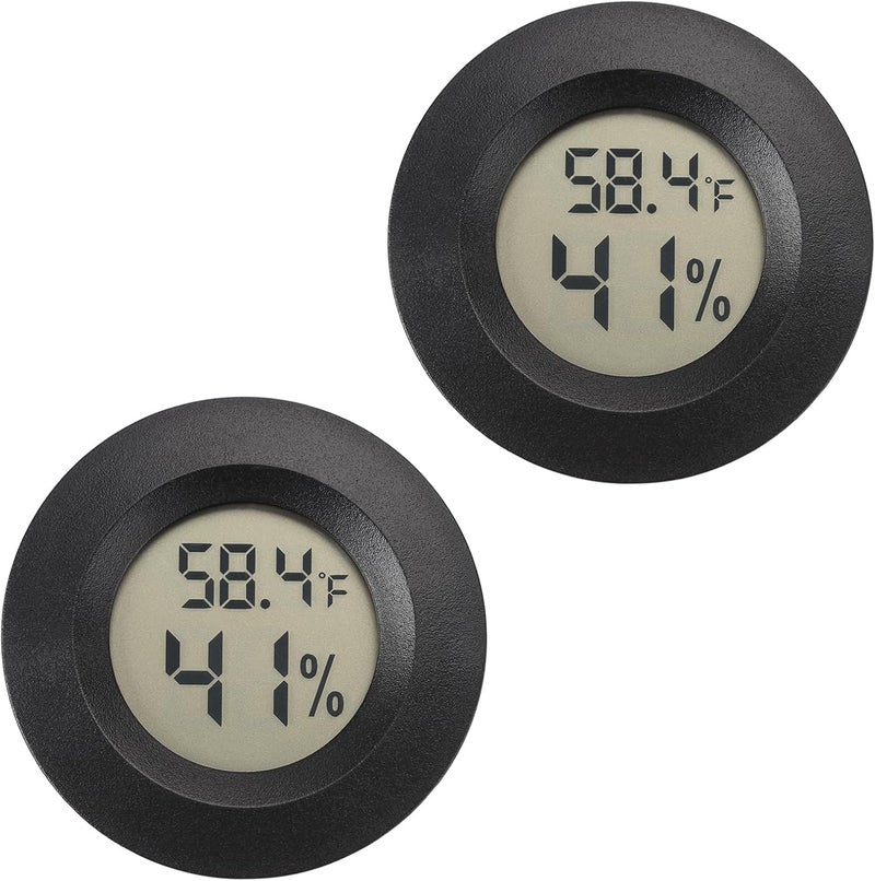 Serundo Auto Mini Hygrometer Thermometer Digital Humidity Meter Indoor/Outdoor Humidity Monitor Reptile Thermometer for Greenhouse Garden Cellar Fahrenheit(℉)/ Celsius(℃) 2 Pack - Image 1